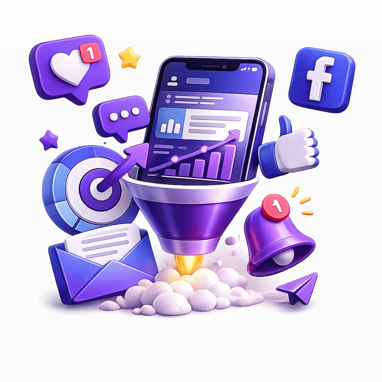  Digihub Group social media marketing dashboard showing reach, engagement, and lead growth